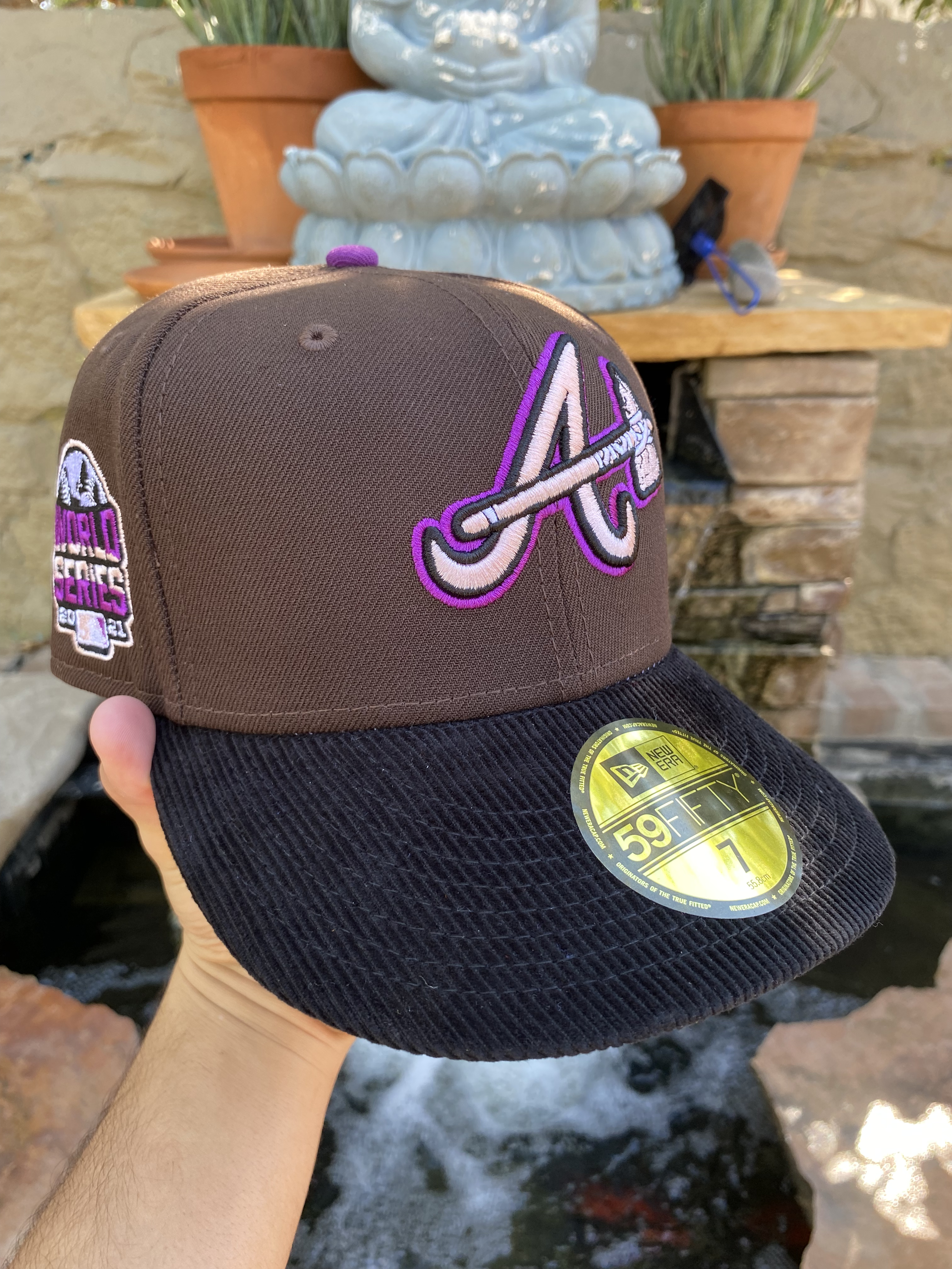 Atlanta Braves Corduory Visor Brown Dome Purple Brim – Rebeaters