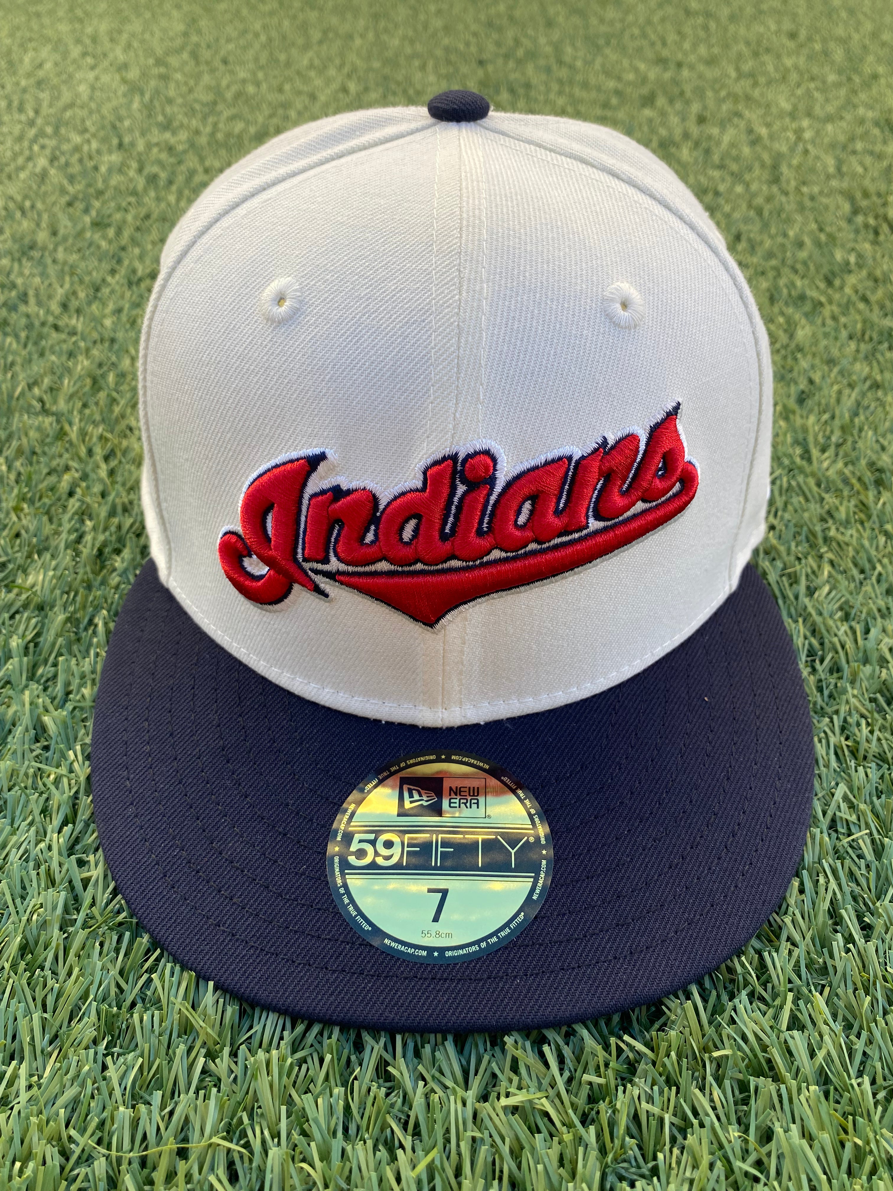Hat Club Clevland Indians Banned Script 2Tone Jacobs Field Patch Grey Brim